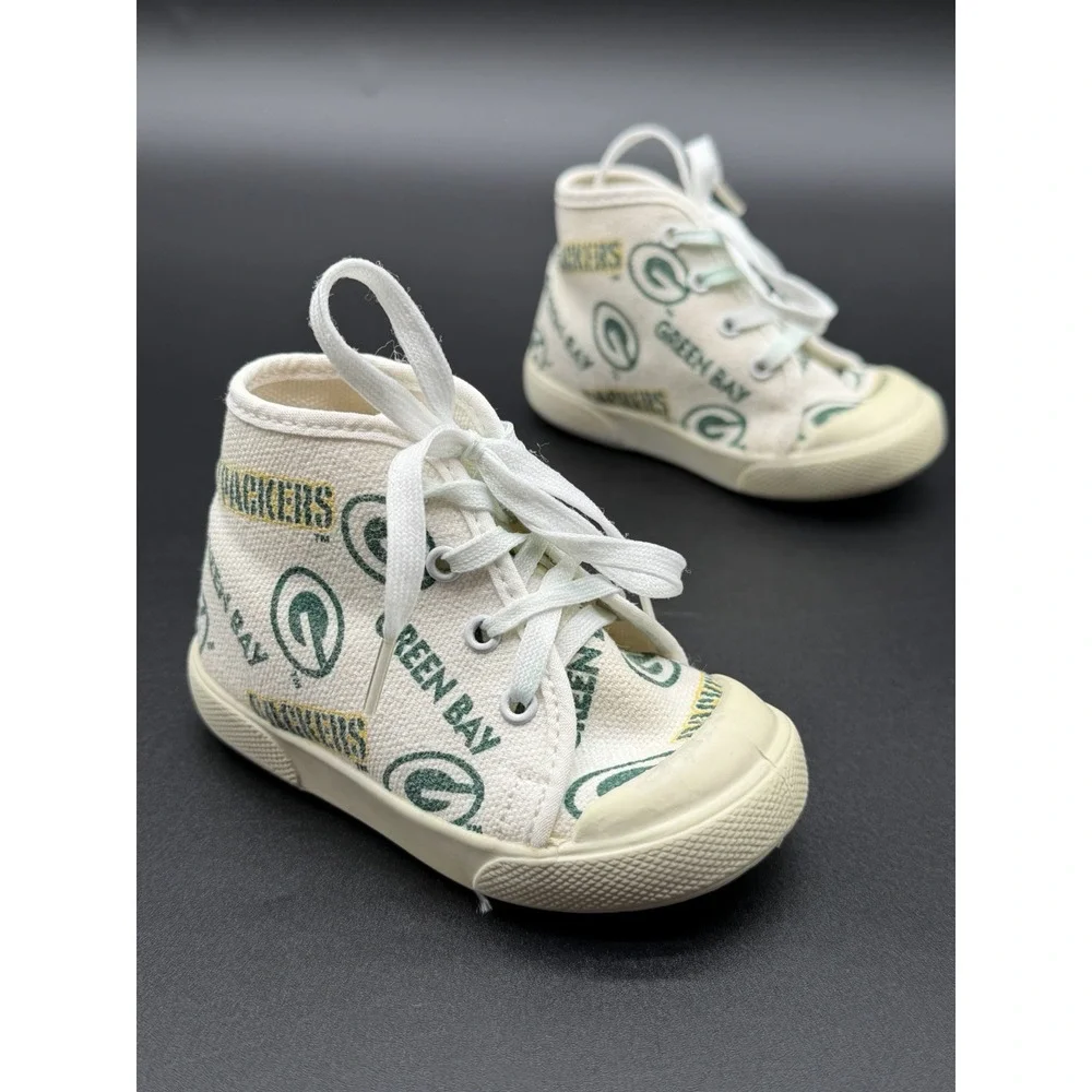 Baby Kids Green Bay Packers Baby High Top Shoes Size 2 Vintage Football USA